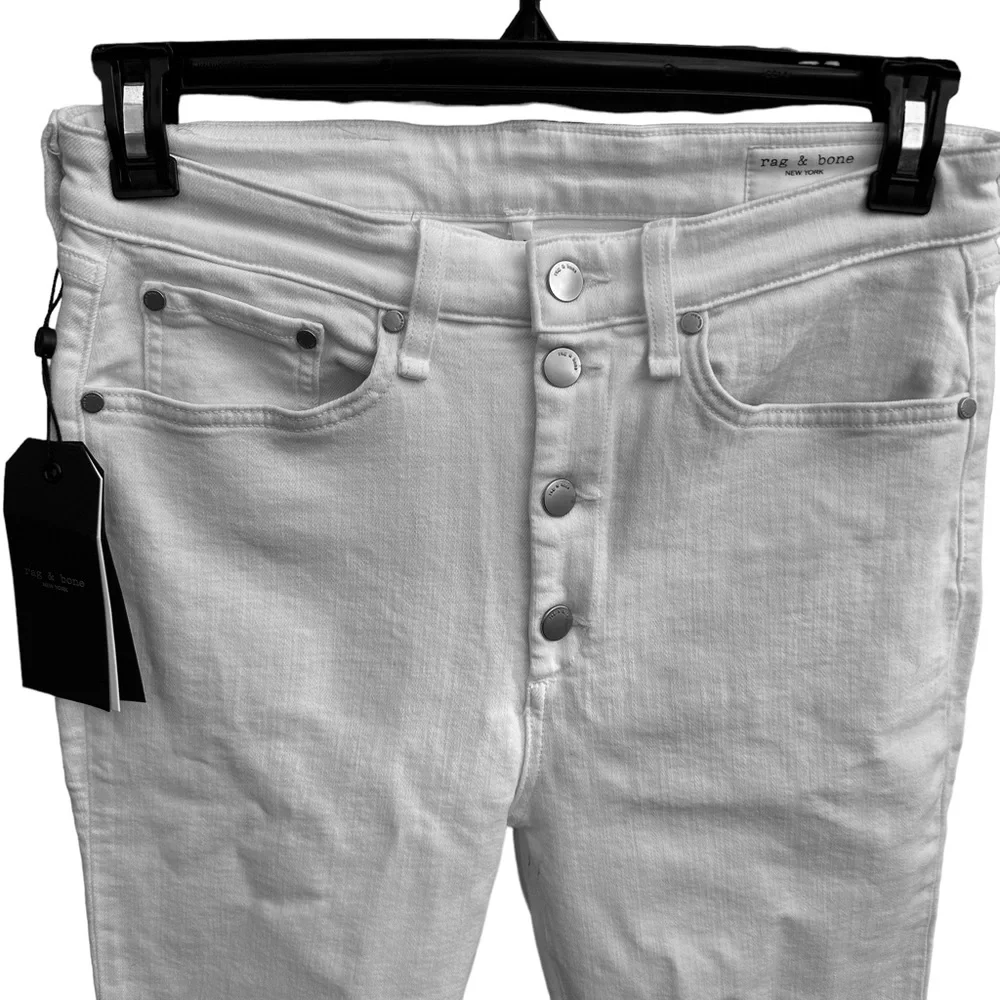 NEW! Rag & Bone Nina High Rise Ankle Skinny 5 Button White Jeans Size 31 - Picture 3 of 11